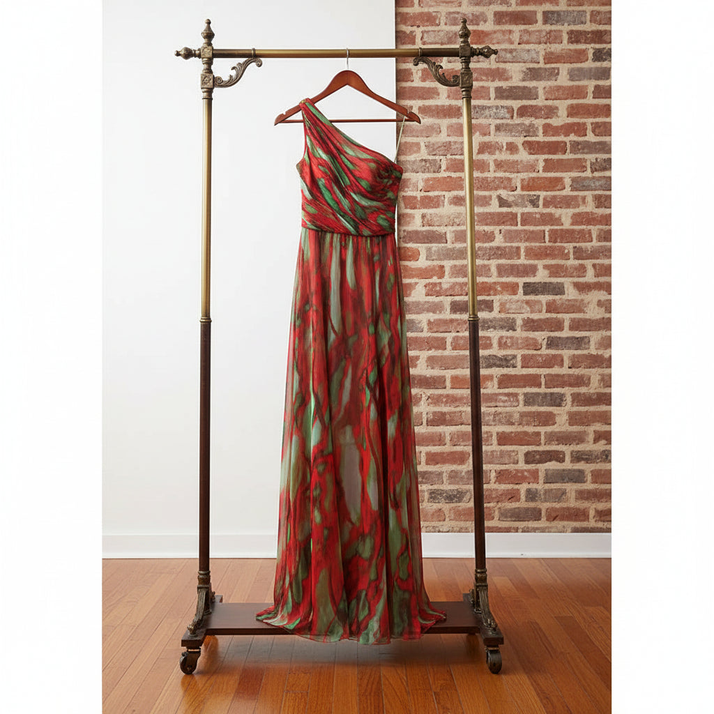 Chiffon Floral Print Slit Dress Casual Party Long Women Clothing Dress