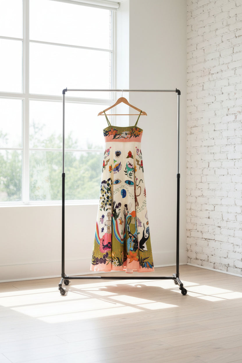 Sexy Women Clothing Cotton Linen Sleeveless Graffiti Printing Sleeveless Swing Dress Amplified craft