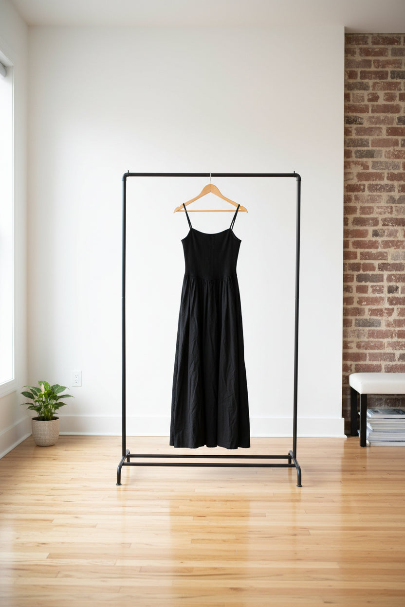 Women's Dress, Thin Shoulder Strap Pleated Vest, Suspender Pocket Dress