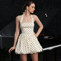 Arrival Women Clothing French Polka Dot Brace Dress Sexy Waist Trimming Halter Holiday Dress
