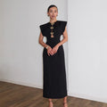 Summer Women Clothing Black Design Tight Waist Hollow Out Cutout Commuting Elegant Dress