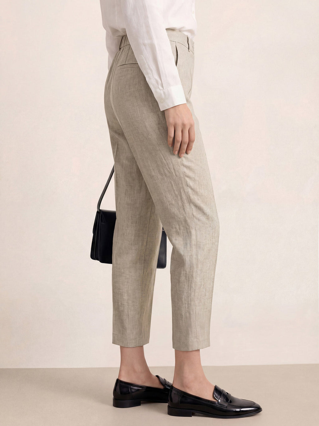Linen Tailored Straight Cropped Pants LOGAN