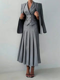 3-Piece Women's Business Suit: Vest, Pleated Skirt & Jacket