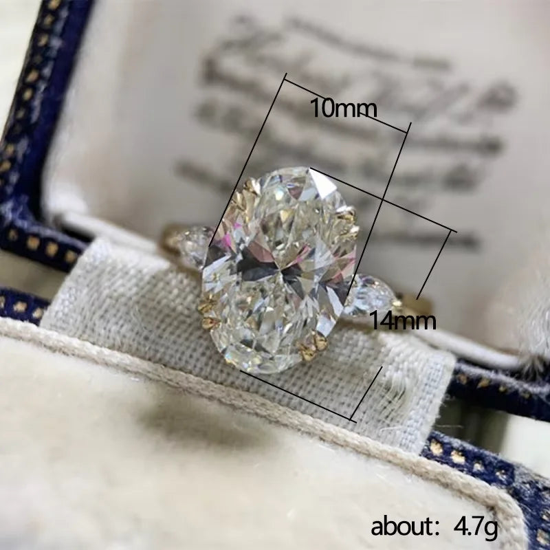 925 Sterling Silver Zirconia Gorgeous Shiny Oval Stone Rings For Women Engagement Wedding Luxury High Quality Fine Jewelry
