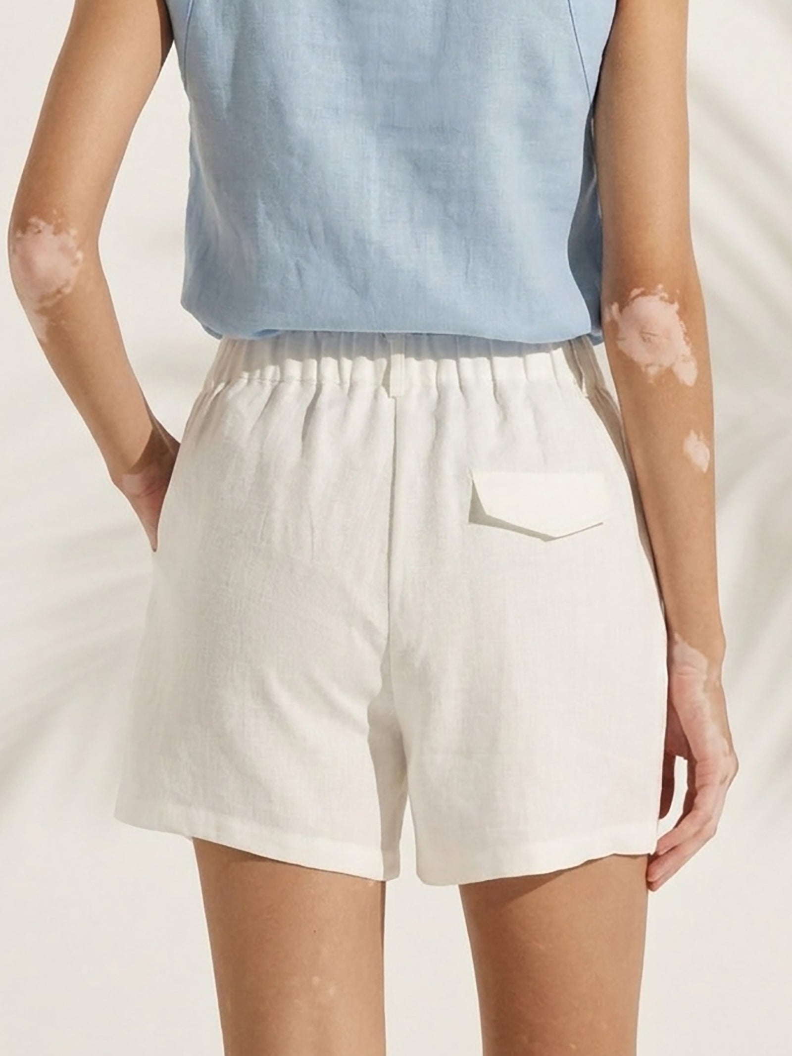 100% Linen Pleated Linen Shorts ELLEN