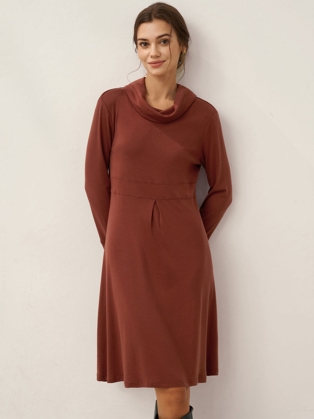Lyocell Wool Draped Neck Stretch Mini Dress KIRA