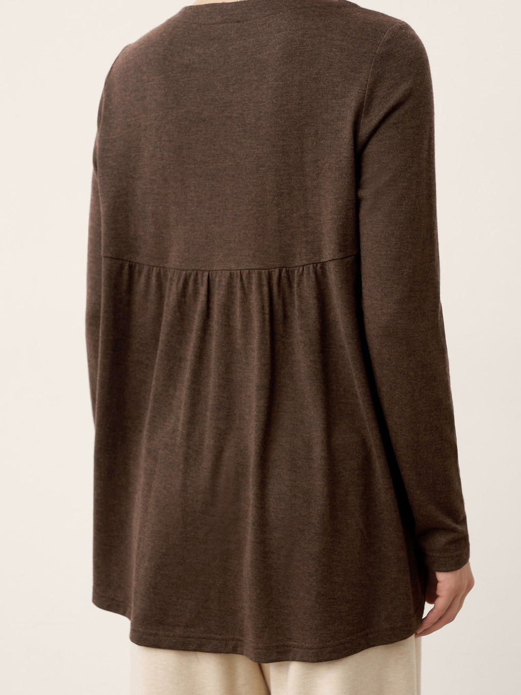 Wool Panelled Ruched Asymmetric Hem Top KALISTA