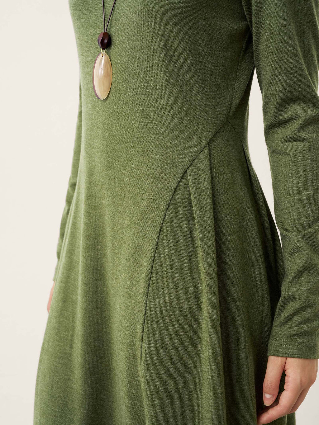 Wool Sculpted Pleats Turtleneck Midi Dress BRIAR