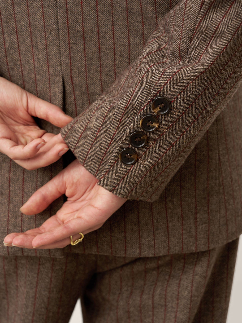 Wool Striped Notched Lapel Suit Blazer DAPHNE