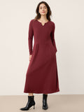 Wool Lyocell Sculpted Inverted Pleat Midi Dress DARIA