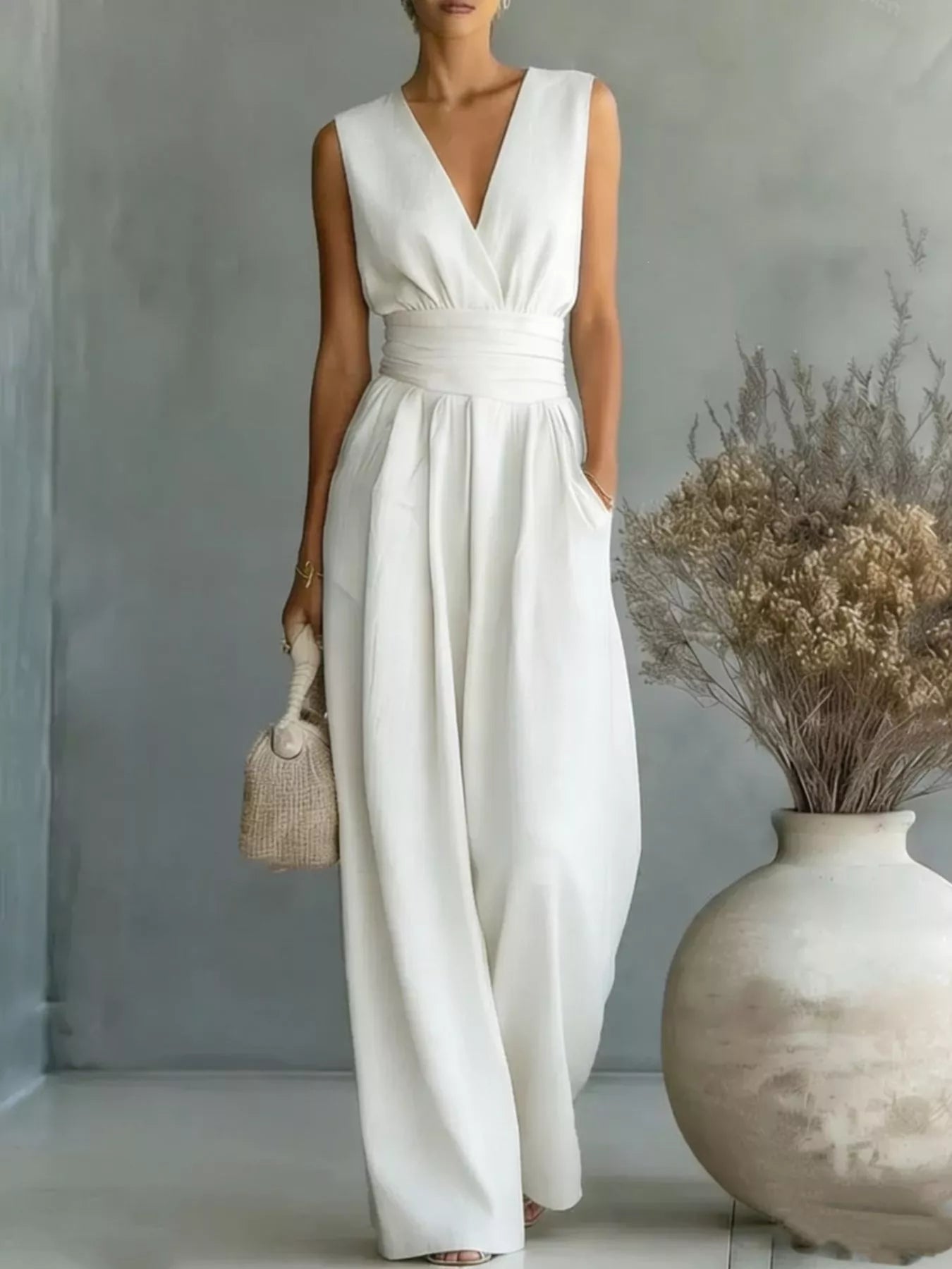Full Size Sleeveless Wide Leg Jumpsuit Plus Size
