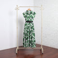 Printed Button Front Cap Sleeve Dress