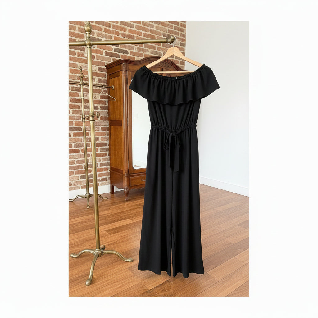 Off-Shoulder Ruffled Wide Leg Jumpsuit