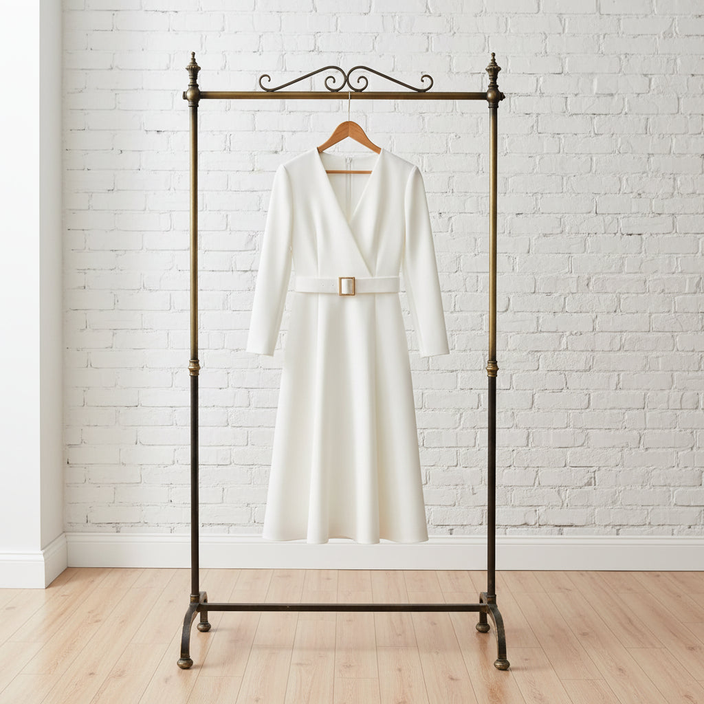 V-Neck Long Sleeve Swing Dress – Women's Autumn Winter Midi Dress