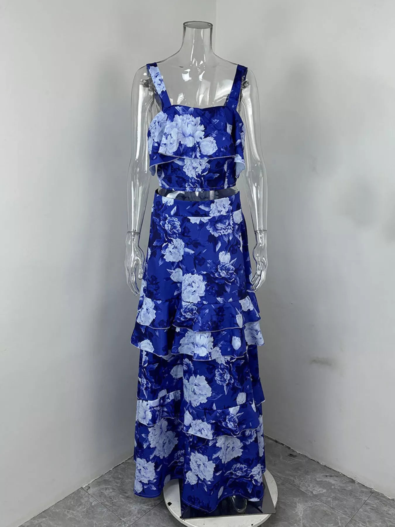 Floral Print Ruffle Cami and Skirt Two-Piece Set