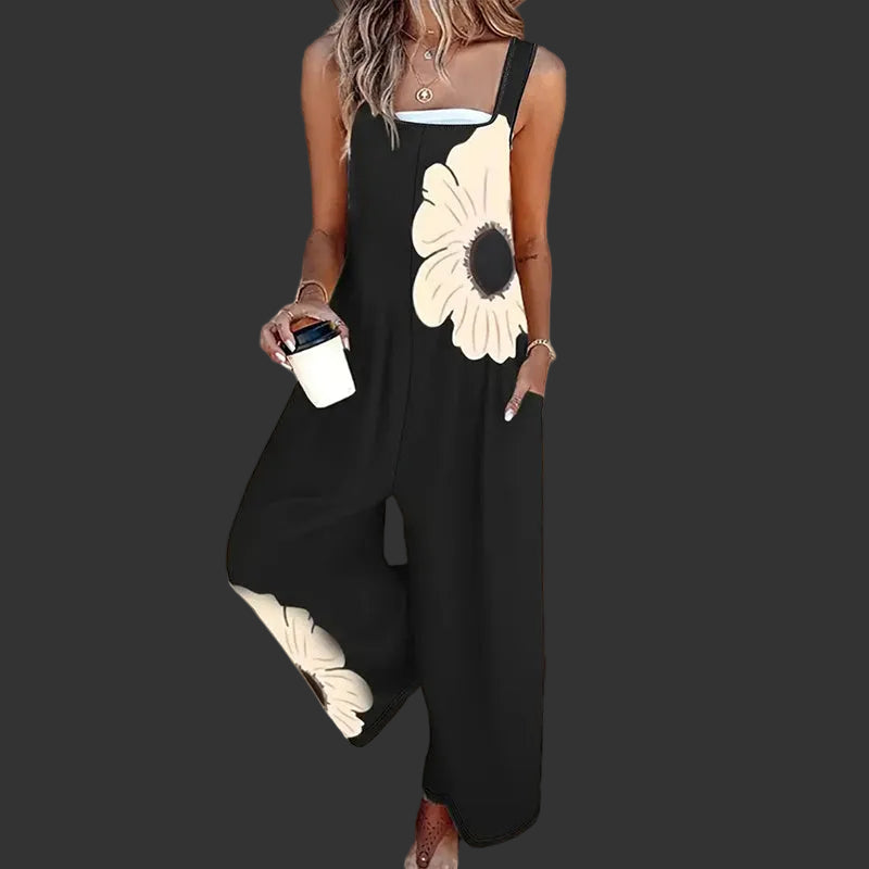 Women’s Square-Neck Floral Sleeveless Jumpsuit