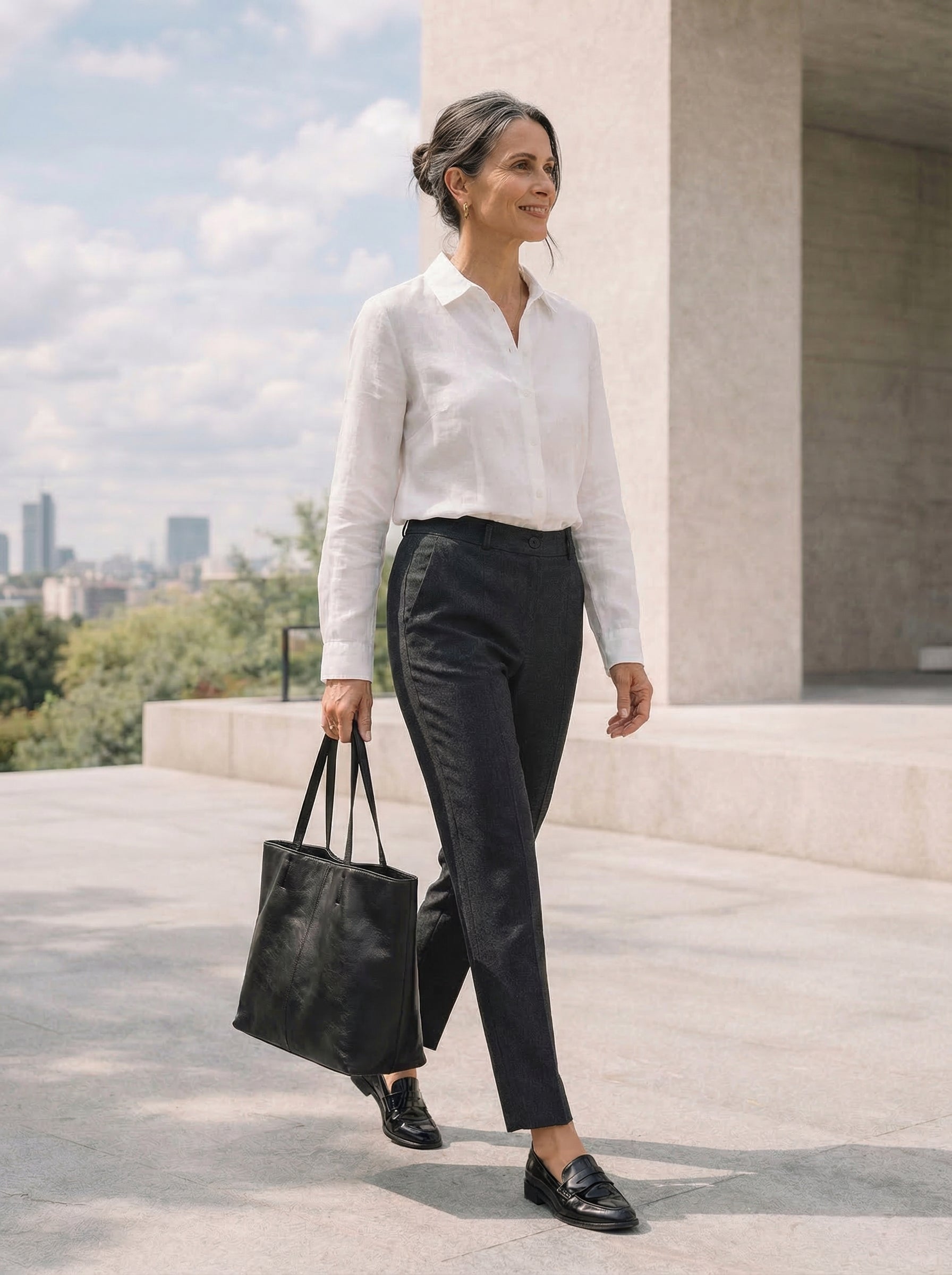 Linen Tailored Straight Cropped Pants LOGAN
