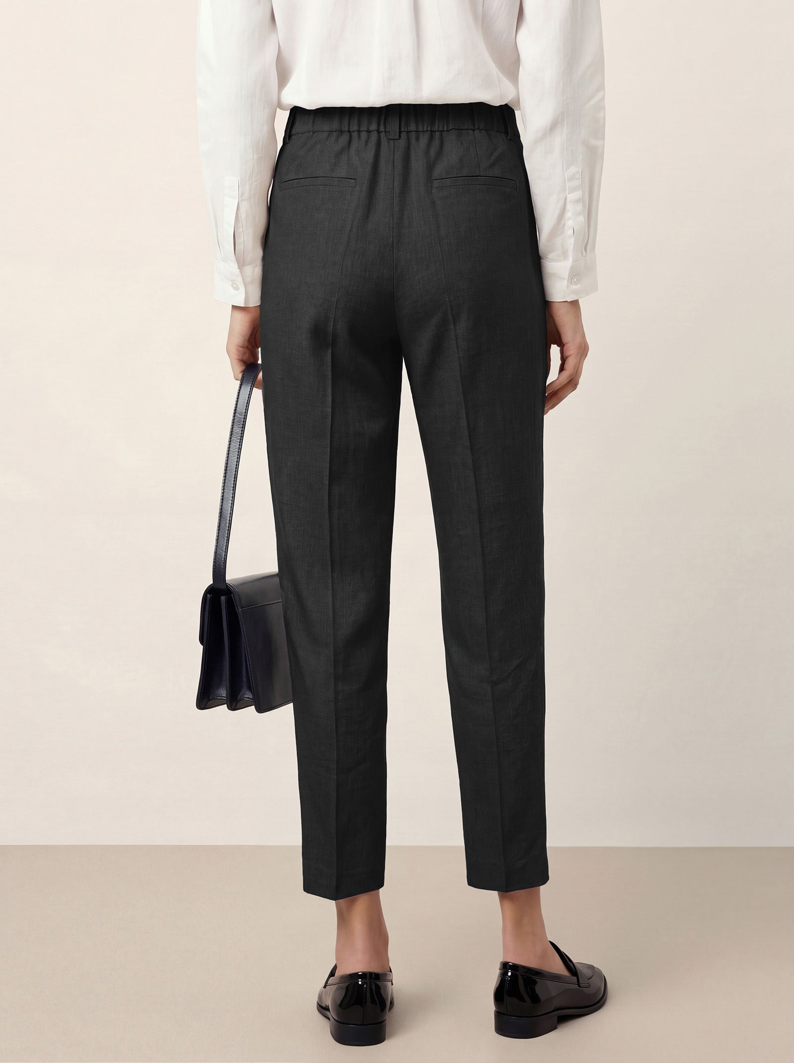 Linen Tailored Straight Cropped Pants LOGAN