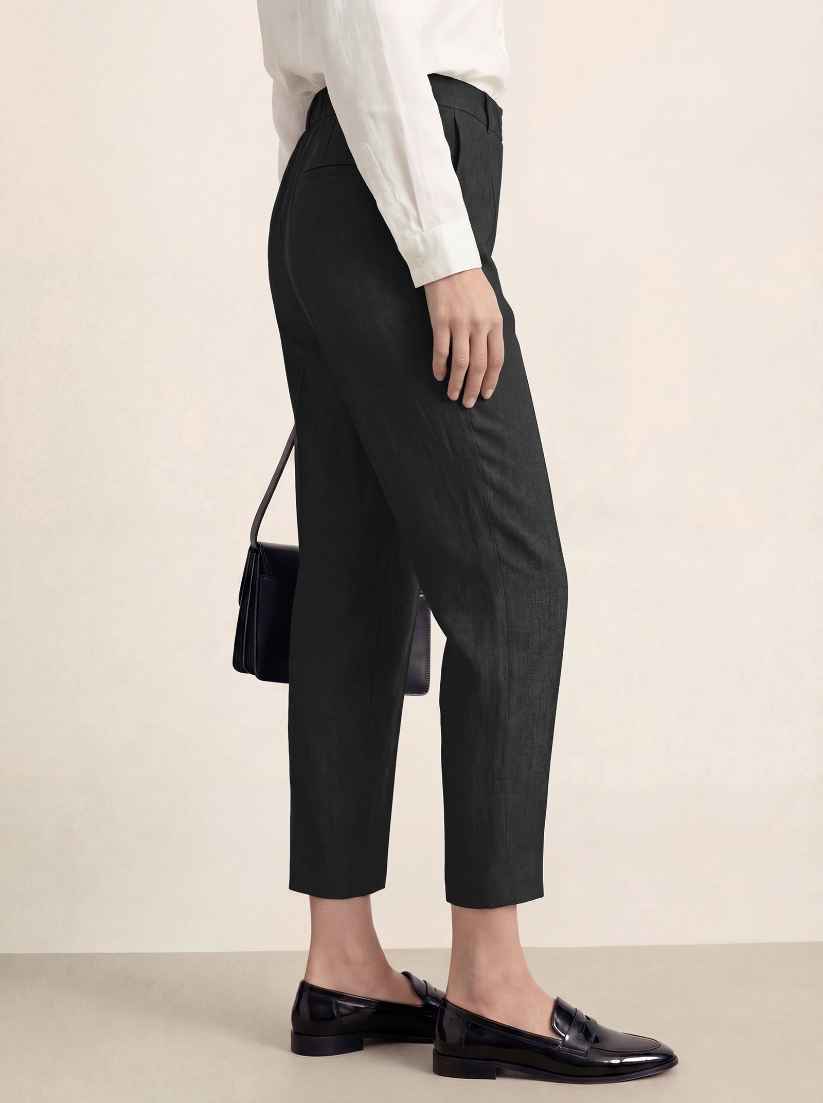 Linen Tailored Straight Cropped Pants LOGAN