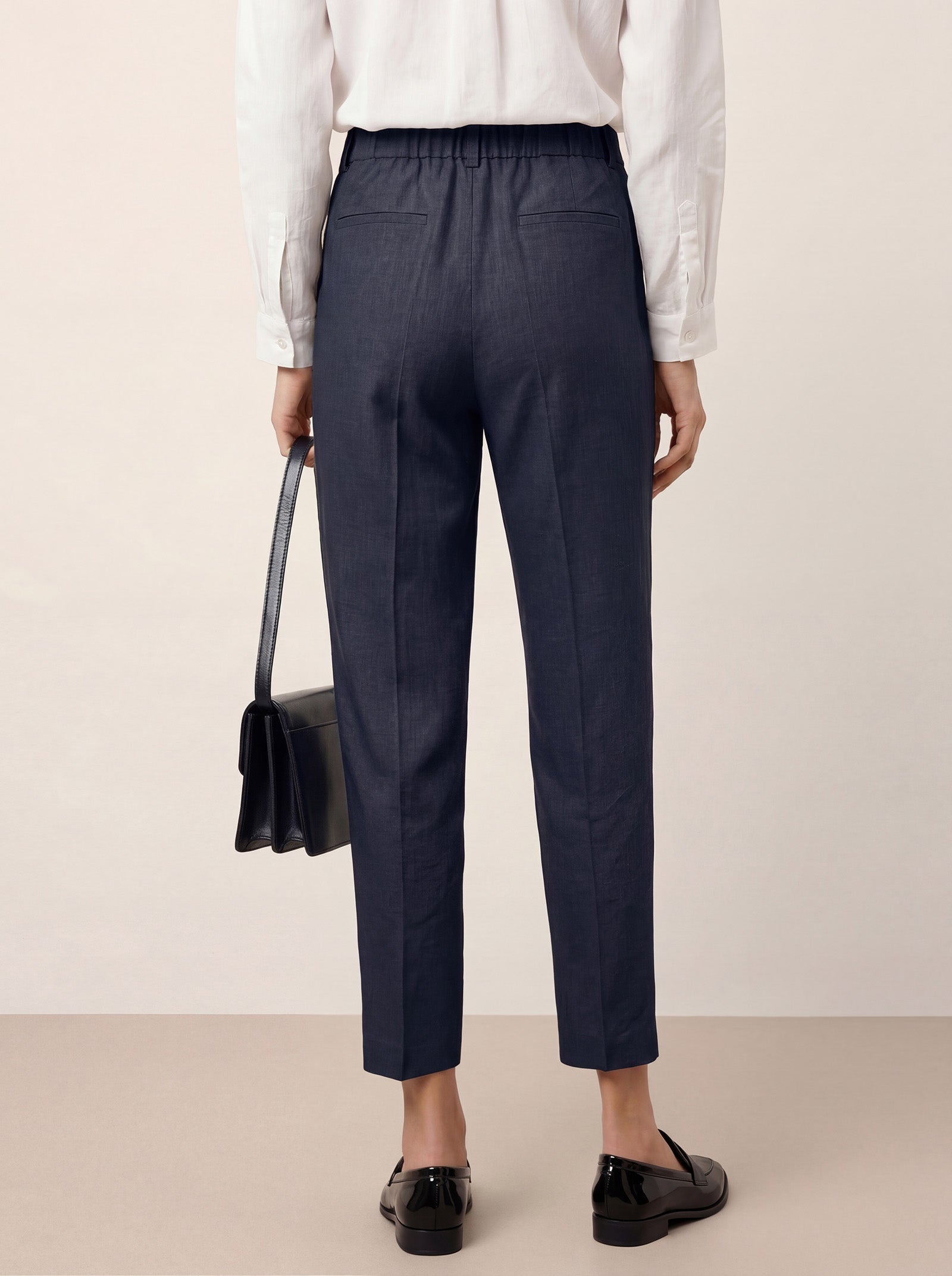 Linen Tailored Straight Cropped Pants LOGAN