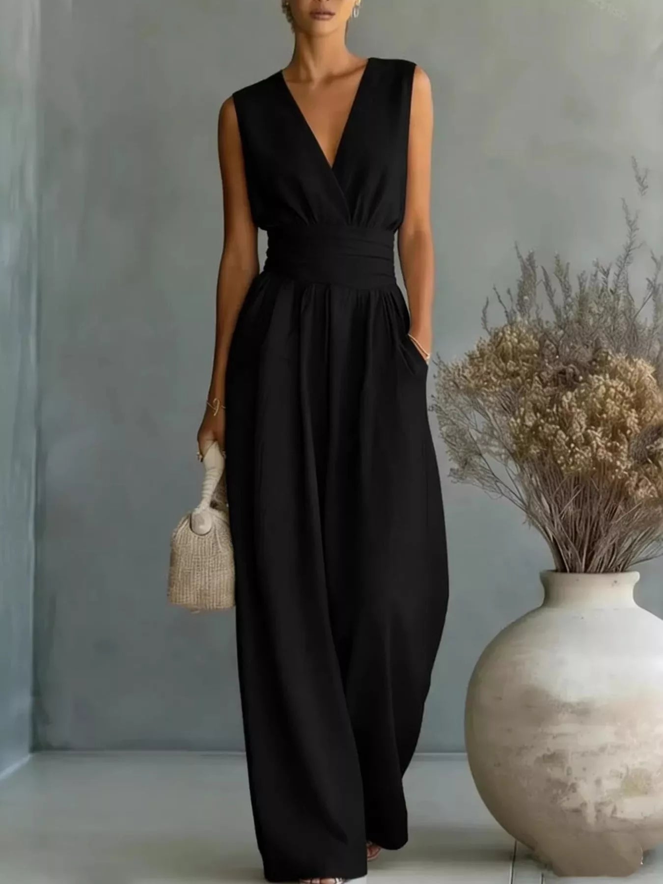 Full Size Sleeveless Wide Leg Jumpsuit Plus Size