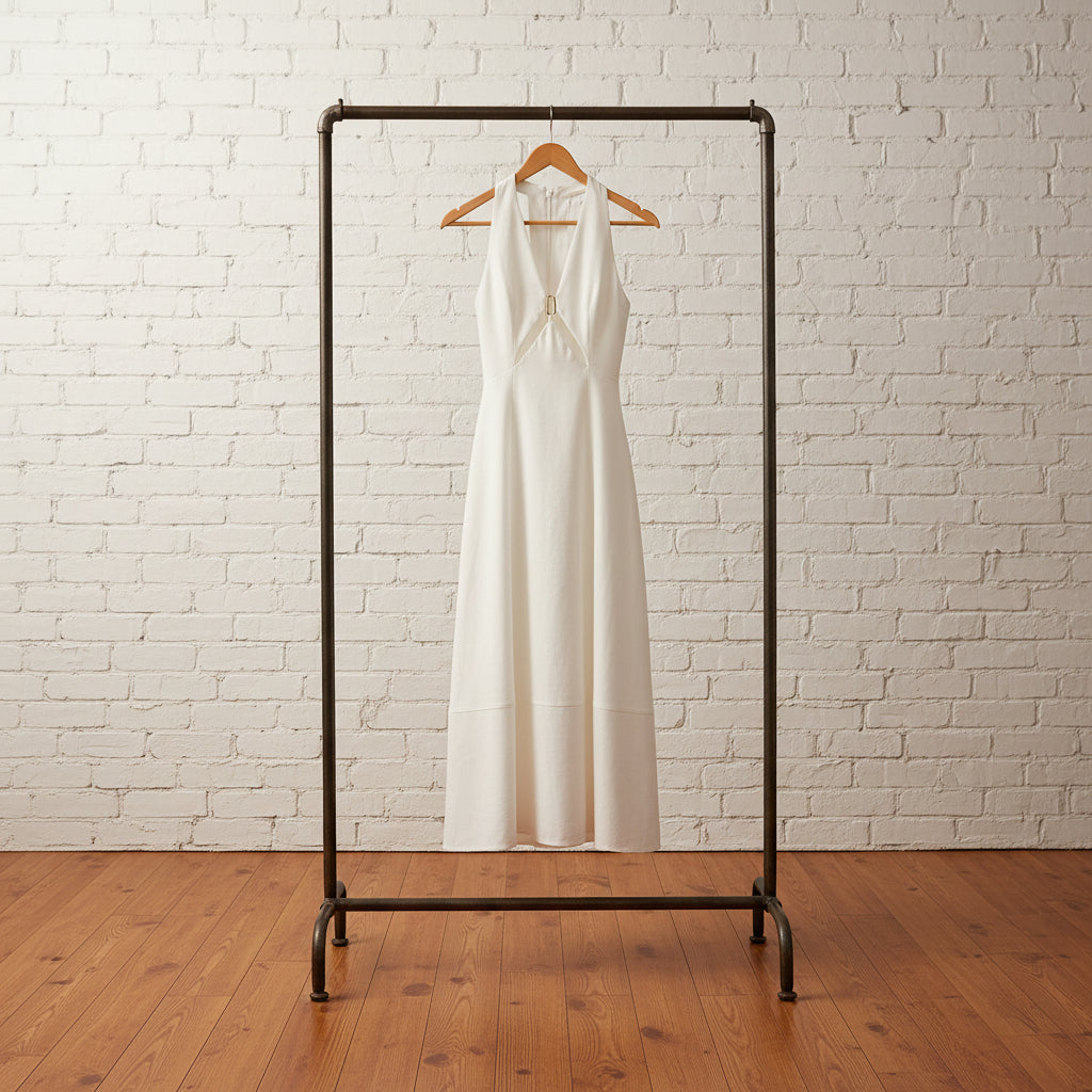 Women's Sleeveless Halter Neck Maxi Dress – A-Line High Waist