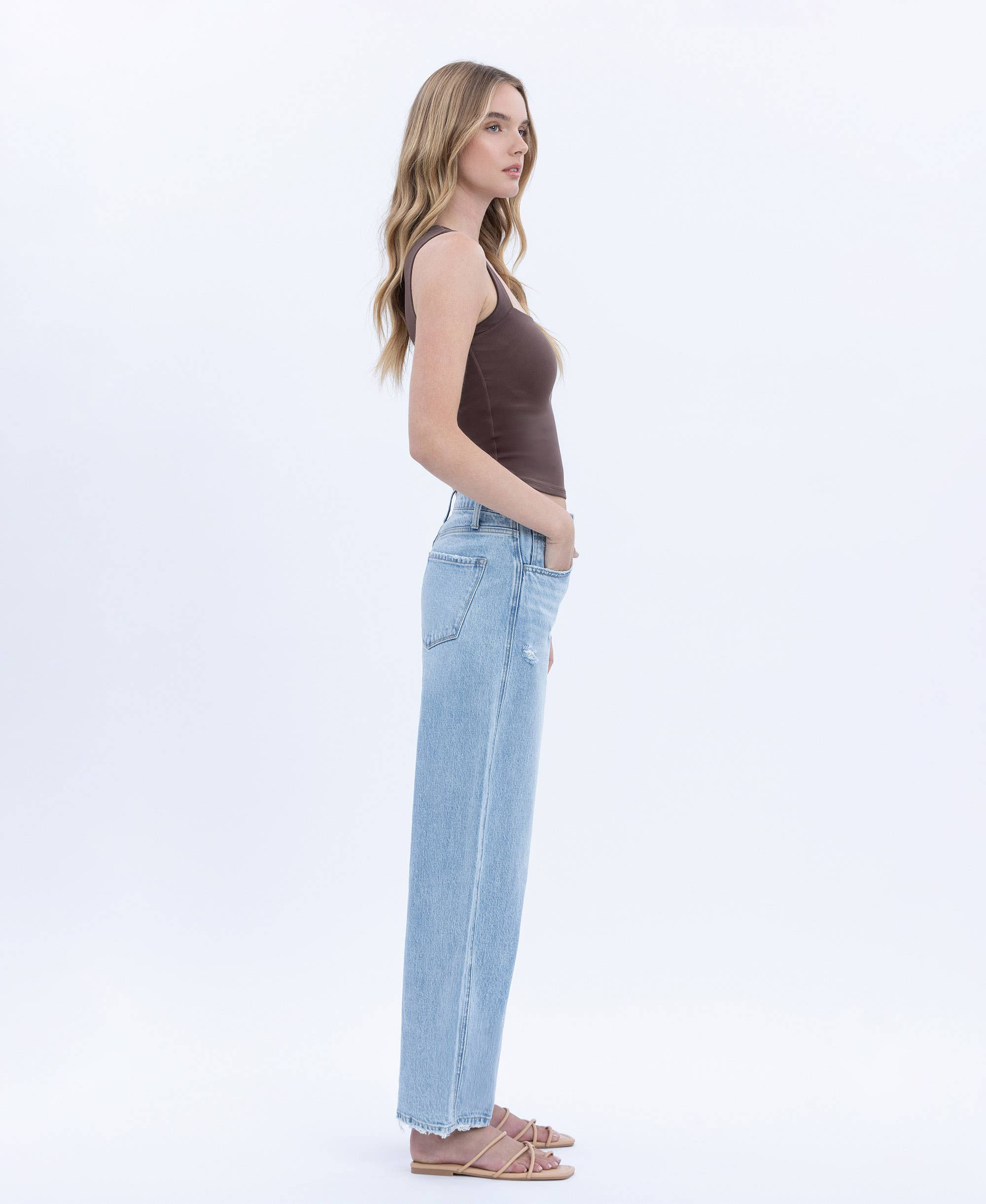 Brylee High Rise Crop Barrel Jean