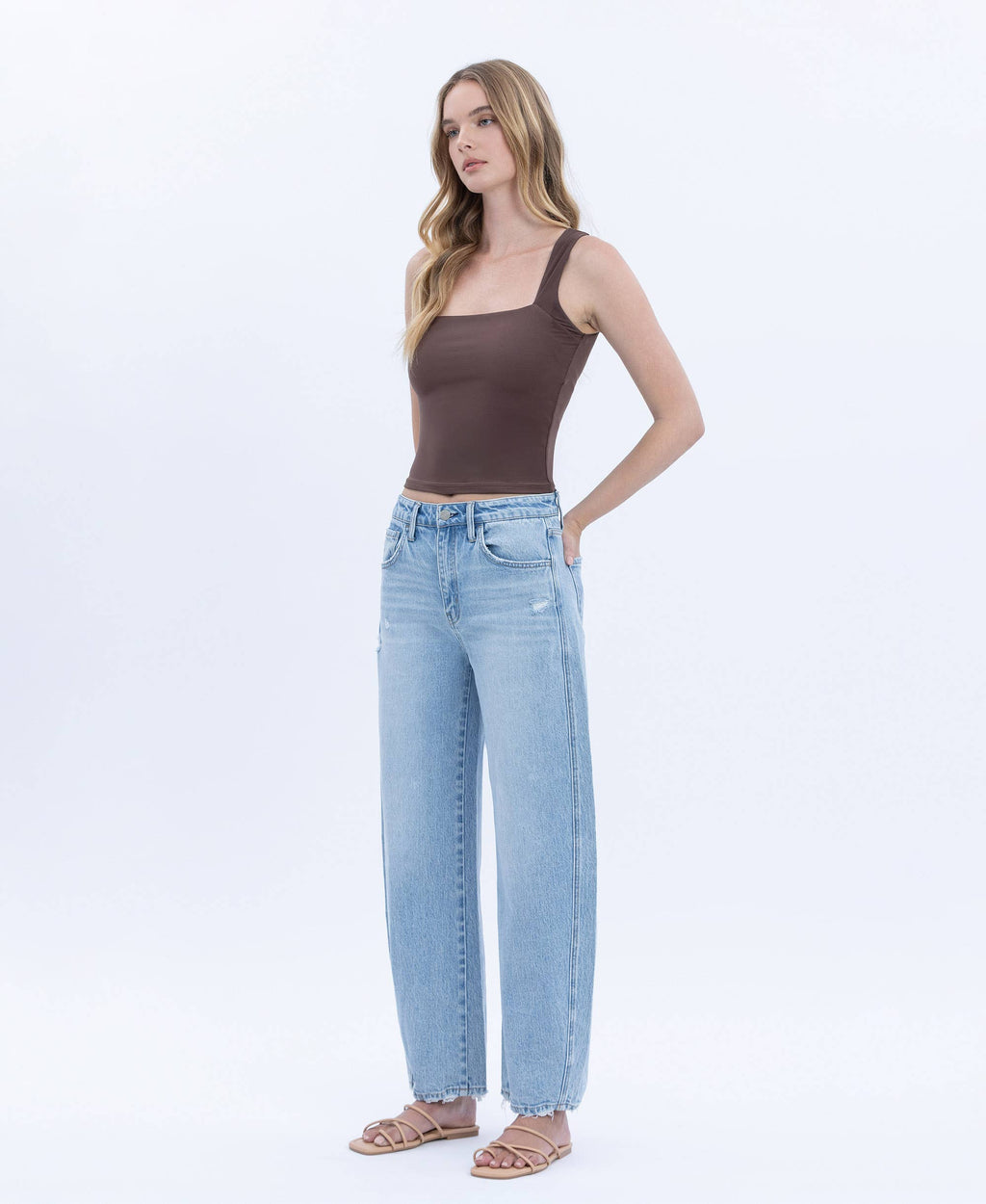Brylee High Rise Crop Barrel Jean