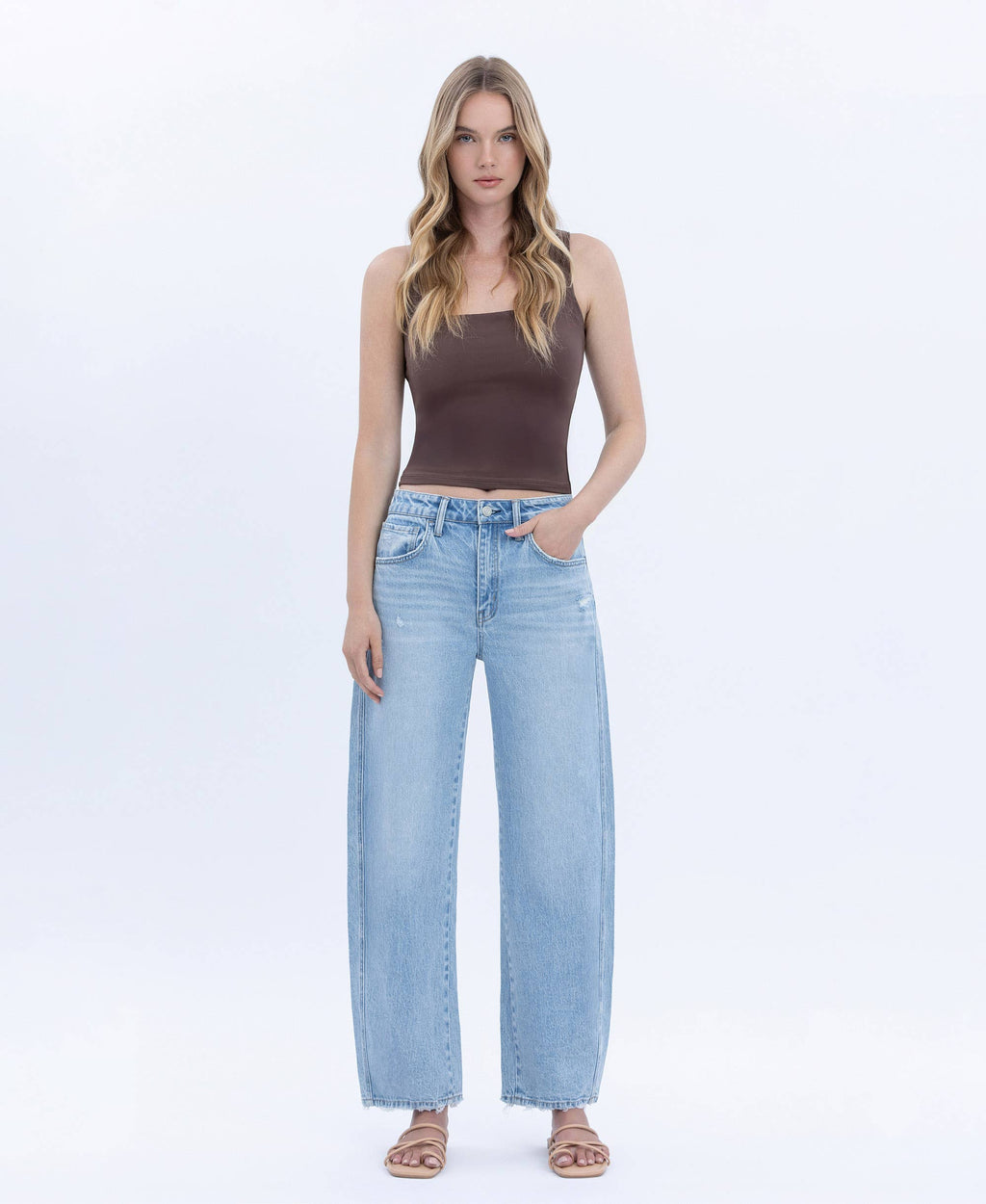 Brylee High Rise Crop Barrel Jean