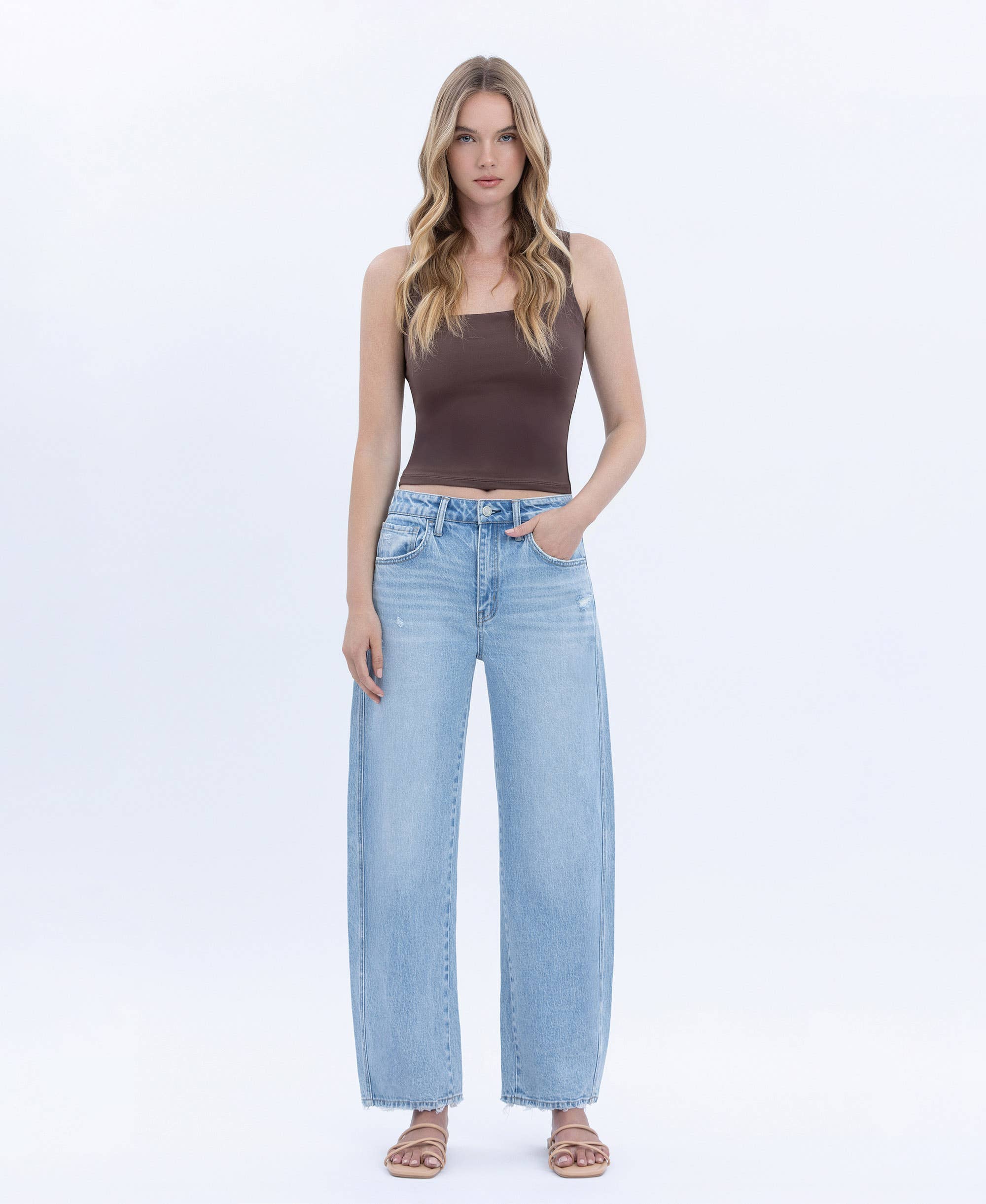 Brylee High Rise Crop Barrel Jean