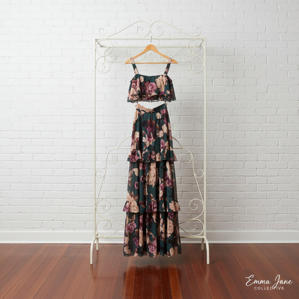 Floral Print Ruffle Cami and Skirt Two-Piece Set