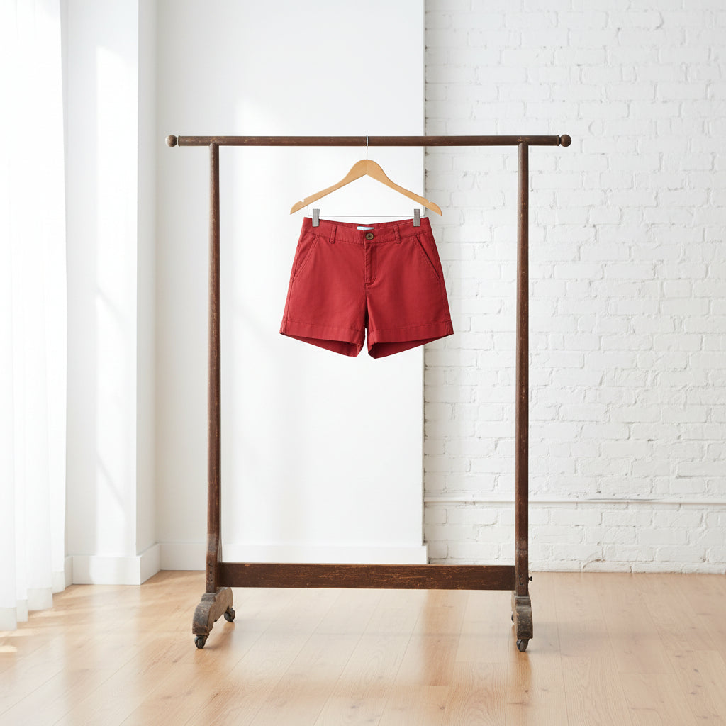 Women's High-Waisted Twill Cotton Bermuda Shorts