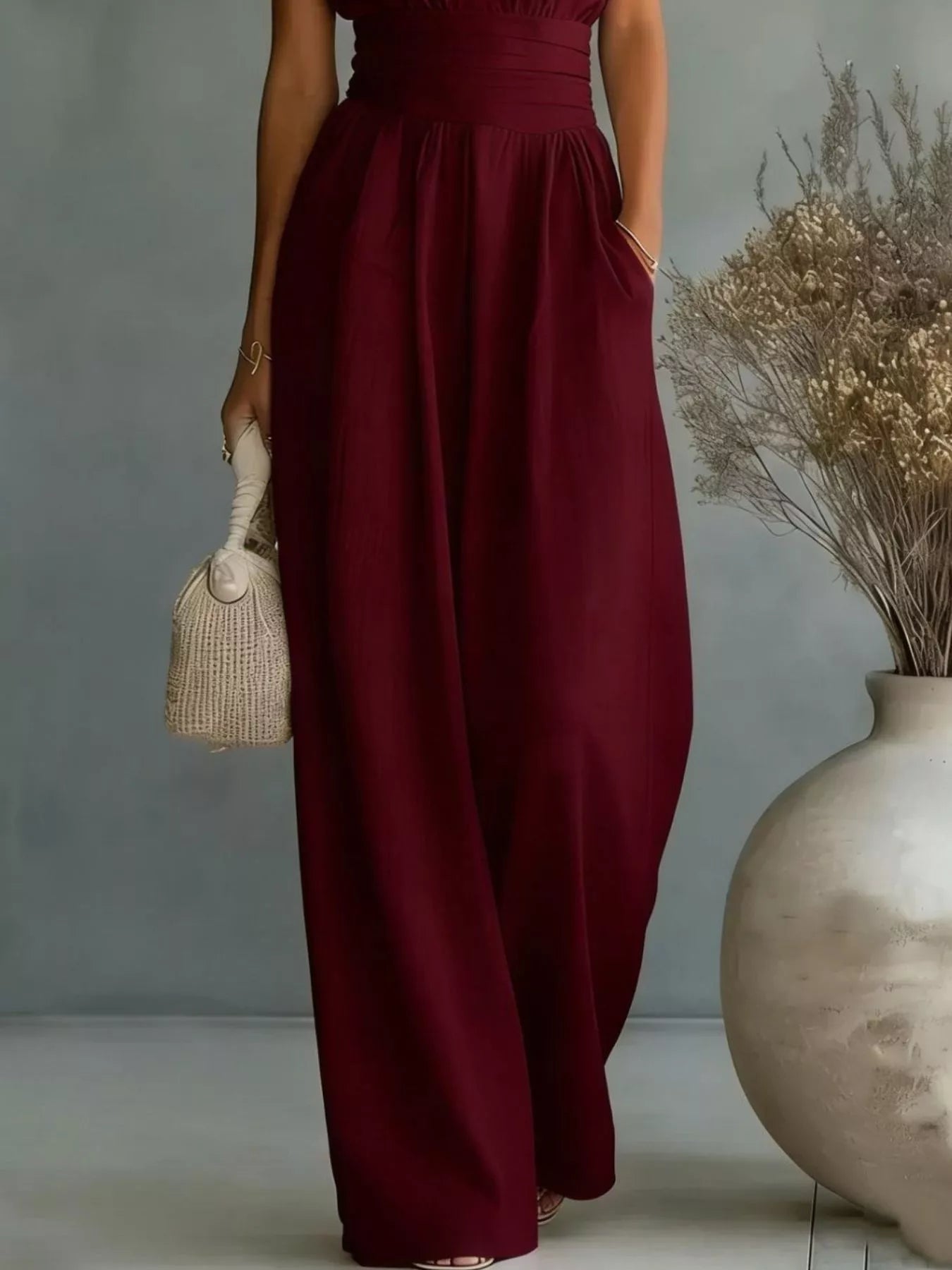 Full Size Sleeveless Wide Leg Jumpsuit Plus Size