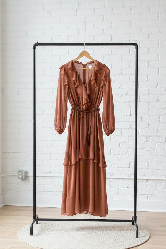 Boho Chic Flowy Ruffled Maxi Dress