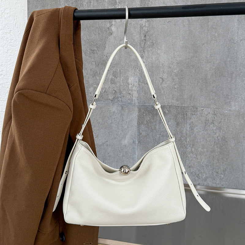Luxury Genuine Leather Women's Pillow Bag – Full-Grain Cowhide Crossbody Handbag