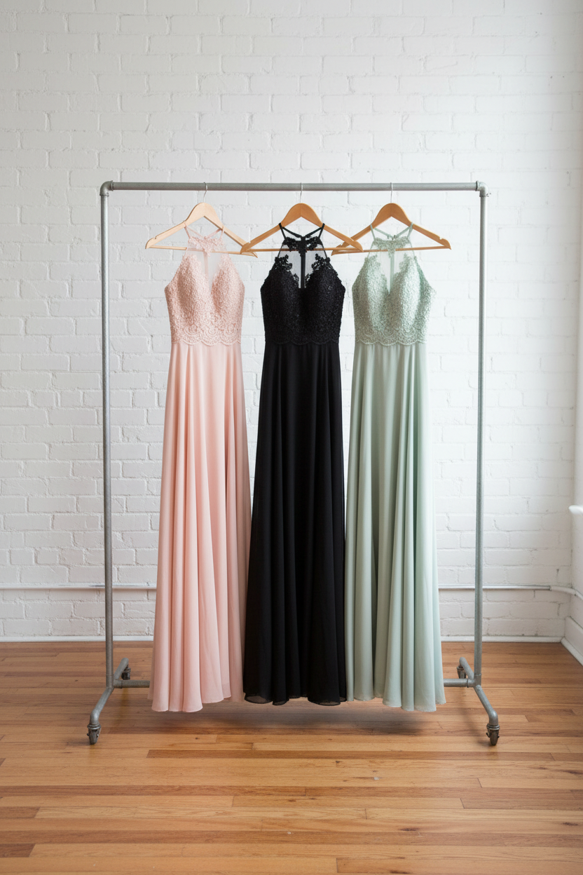 Halter Lace Chiffon Dress