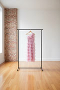 Haltered Sliding Ruffle Layered Hem fit and flare tutu ankle length tulle prom dress
