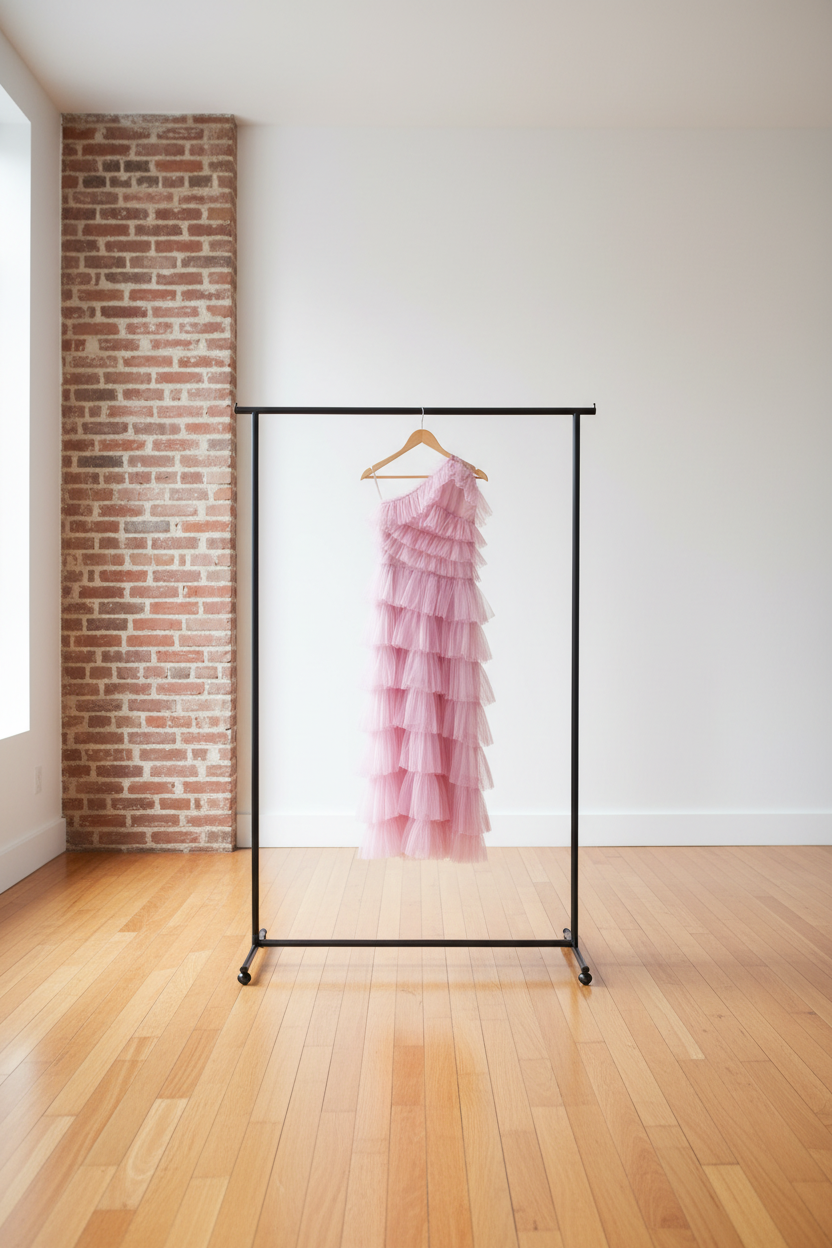Haltered Sliding Ruffle Layered Hem fit and flare tutu ankle length tulle prom dress