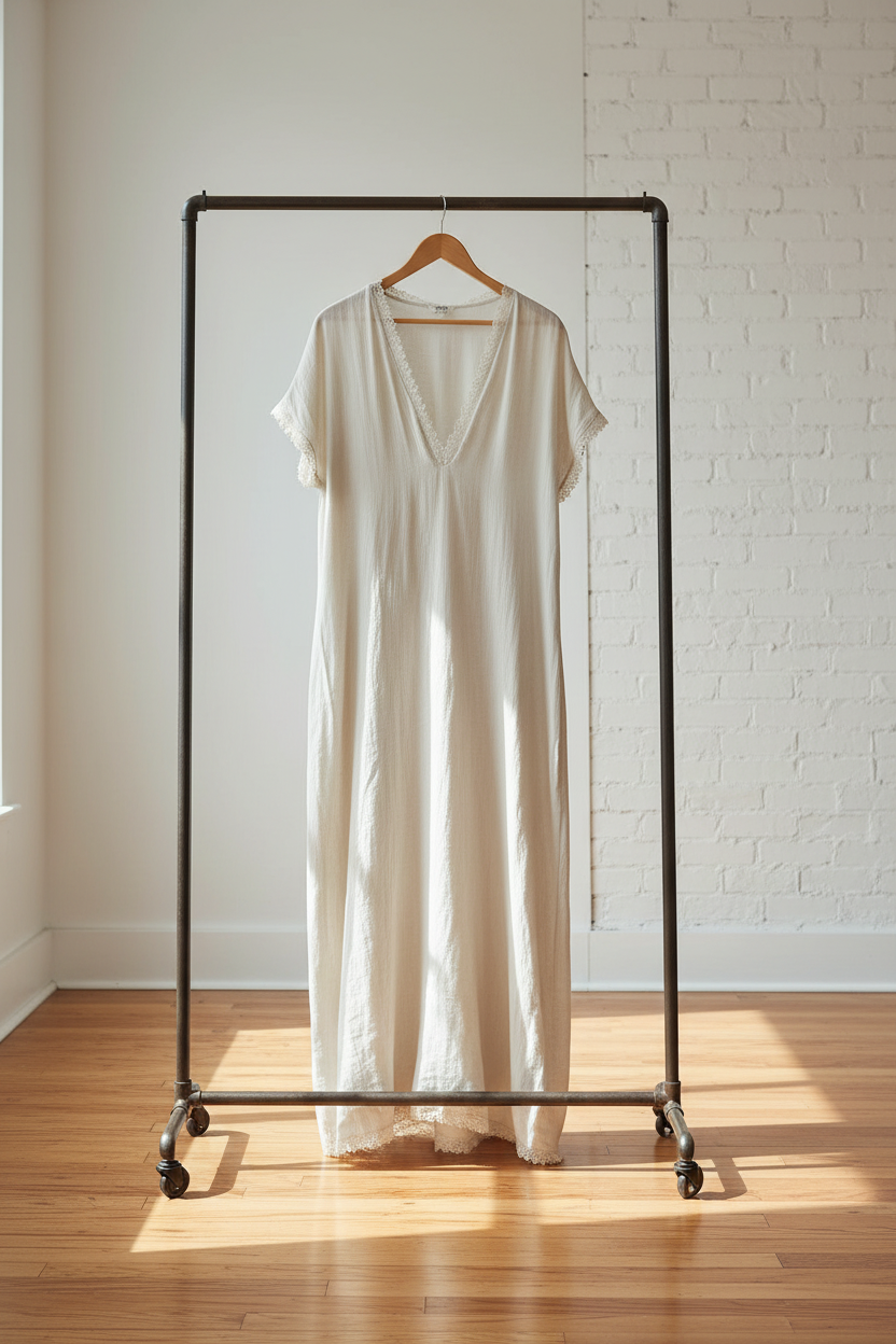 Lace Trimmed Linen Dress