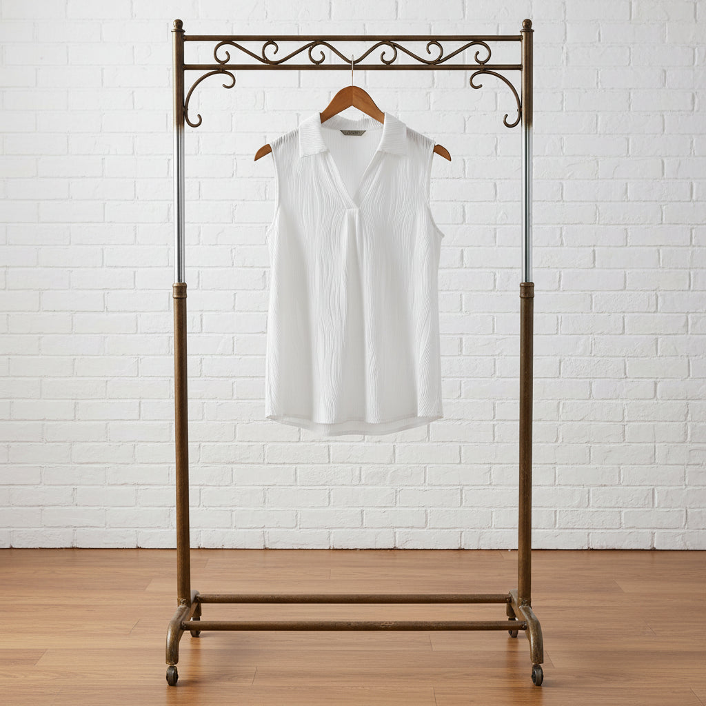 Sleeveless Tank Tops Women V Neck Casual Polo Shirts White Size M