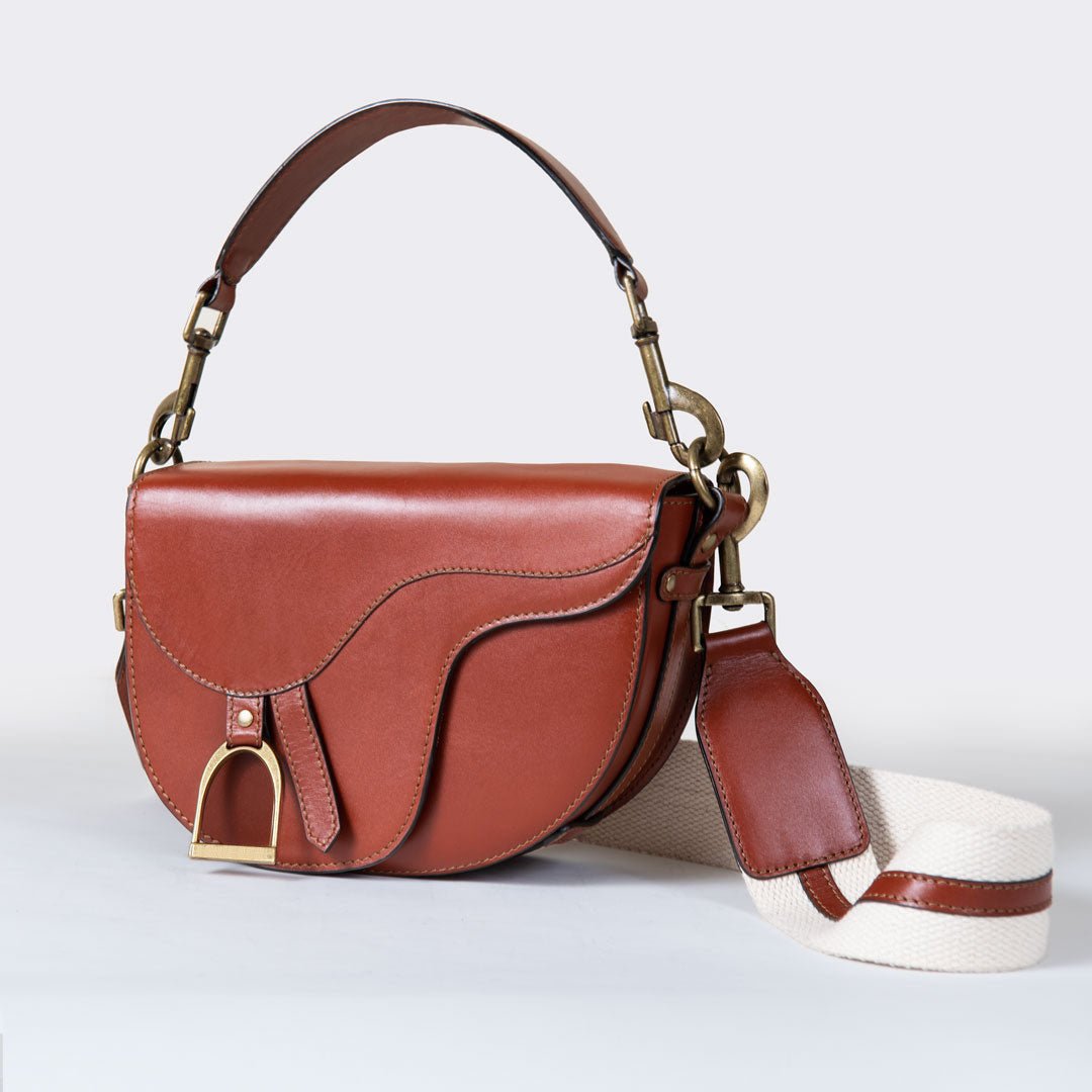 Signature Saddle Bag - Luxury Leather Handbag in Cognac