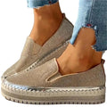 Women Flat Glitter Espadrilles Casual Female Mesh Lace Up Platform Comfortable Vulcanized Shoes Unisex Flat Memory Foam Cushioned Insole Casual Slip-On Loafers Shoes